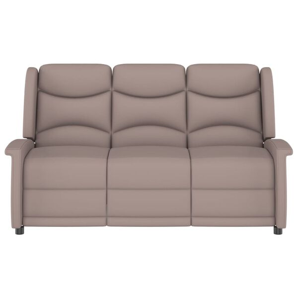 vidaXL Sillón de masaje reclinable de 3 plazas tela microfibra taupe