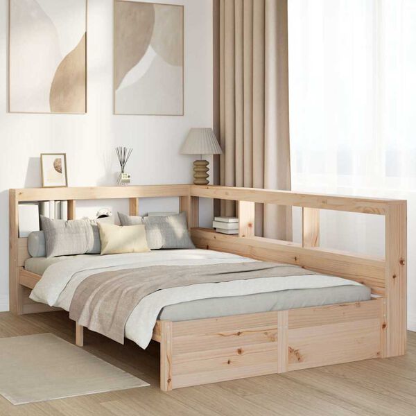 vidaXL Cama con estantería sin colchón madera maciza de pino 120x200cm