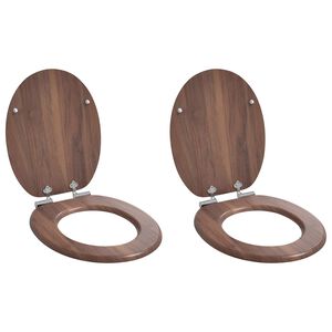 vidaXL Asiento de inodoro de cierre suave 2 uds. Marr&oacute;n 44 x 38 cm
