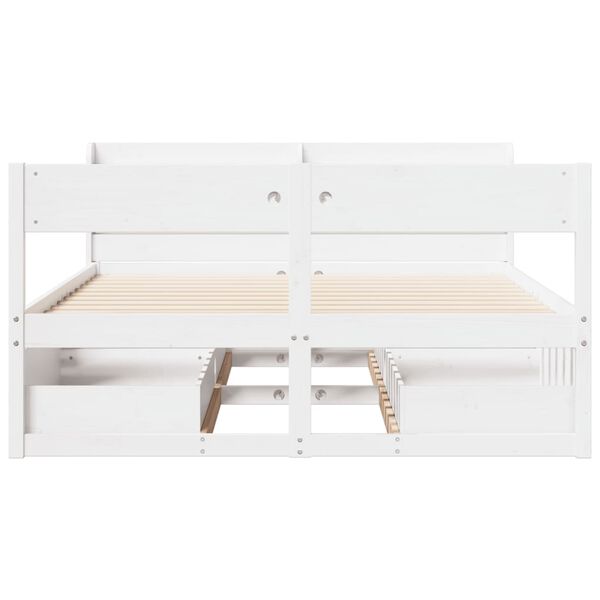 vidaXL Estructura de cama sin colch&oacute;n madera de pino blanca 140x200 cm