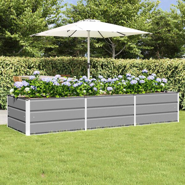 vidaXL Jardinera Gris Claro 240 x 80 x 45 cm Acero