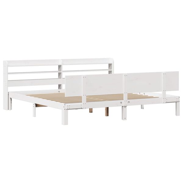 vidaXL Estructura de cama con cabecero sin colch&oacute;n blanco 180x200 cm