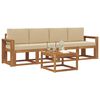 vidaXL Conjunto de sof&aacute;s de exterior con coj&iacute;n 5 pcs Natural y Beige