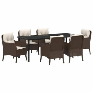 vidaXL Conjunto de Comedor de Jard&iacute;n 7 pcs Marr&oacute;n rat&aacute;n sint&eacute;tico
