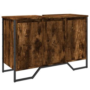 vidaXL Armario lavabo ba&ntilde;o madera ingenier&iacute;a roble ahumado 91x35x60 cm