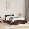 vidaXL Cama con cabecero madera de ingenier&iacute;a marr&oacute;n roble 75x190 cm