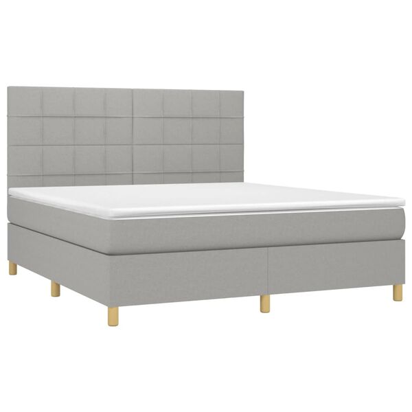 vidaXL Cama box spring con colch&oacute;n tela gris claro 160x200 cm