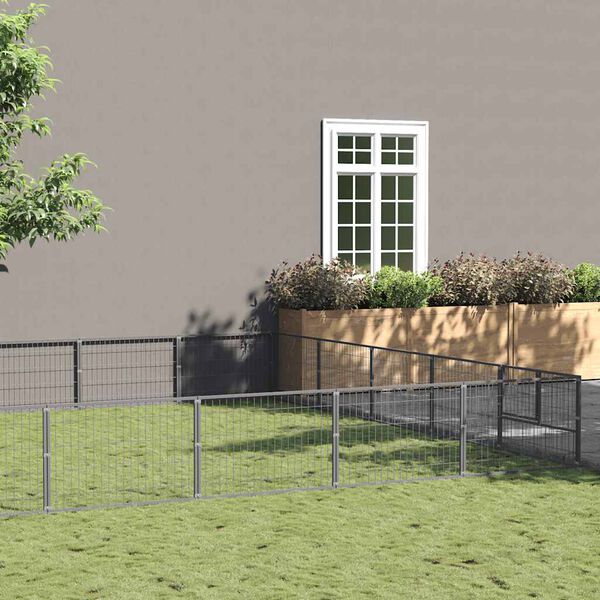 vidaXL Perrera plateada 50 m&sup2; acero