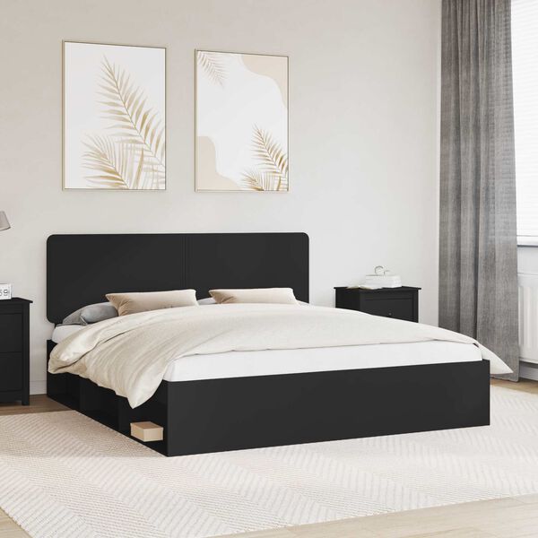 vidaXL Estructura de cama Negro 180 x 200 cm Madera de pino macizo