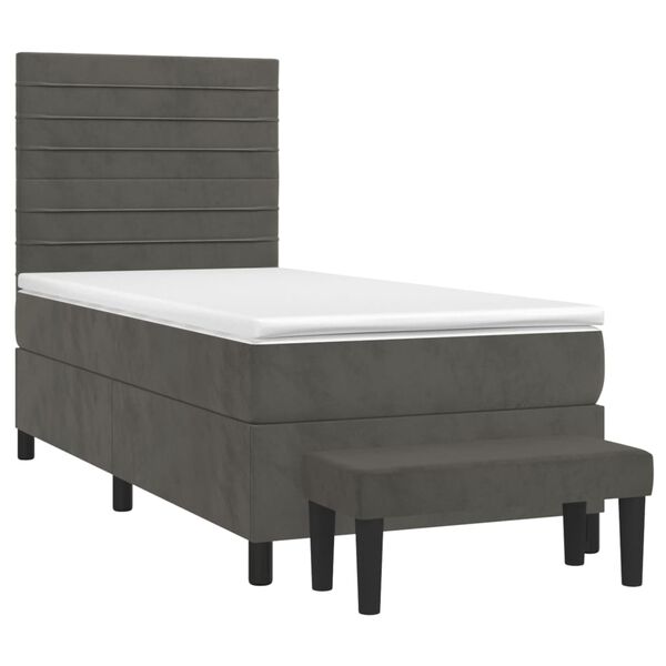 vidaXL Cama box spring con colch&oacute;n terciopelo gris oscuro 80x200 cm