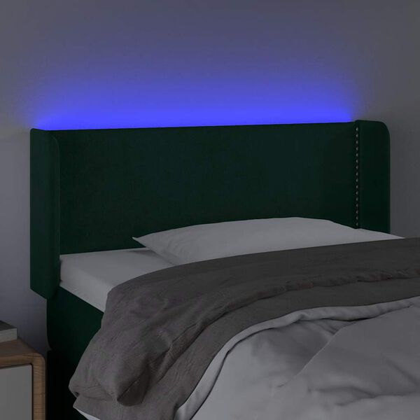 vidaXL Cabecero con LED de terciopelo verde oscuro 83x16x78/88 cm