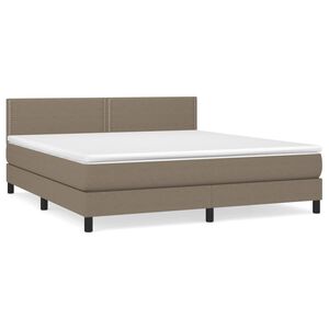 vidaXL Cama box spring con colch&oacute;n tela gris taupe 180x200 cm