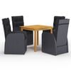 vidaXL Juego de comedor para jard&iacute;n 5 piezas negro