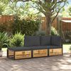 vidaXL Set de sof&aacute;s de jard&iacute;n con cojines 3 pzas madera maciza acacia