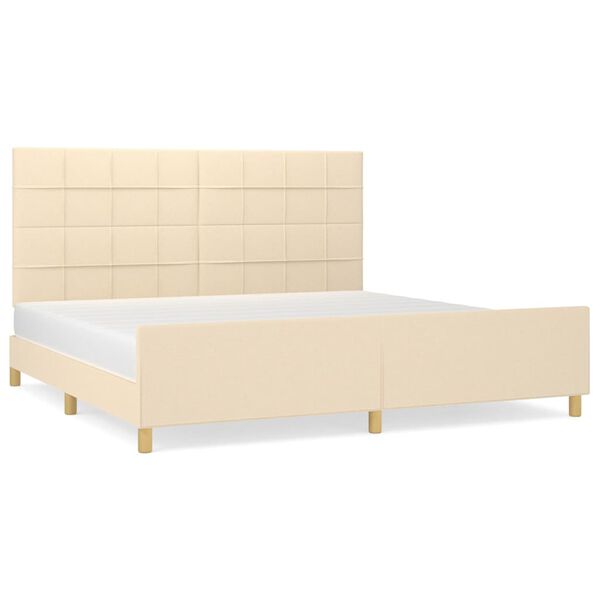 vidaXL Cama sin colch&oacute;n tela color crema 200x200 cm