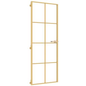 vidaXL Puerta de interior dorada vidrio templado y aluminio 76x201,5cm