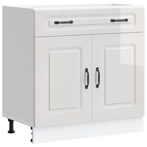 vidaXL Mueble bajo cocina Kalmar madera ingenier&iacute;a blanca alto brillo