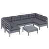 vidaXL Muebles de jard&iacute;n 7 pzas y cojines gris madera maciza de pino
