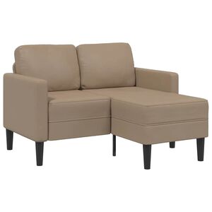 vidaXL Sof&aacute; de 2 plazas con chaise longue en forma de L, color capuchino, 125 cm, piel sint&eacute;tica