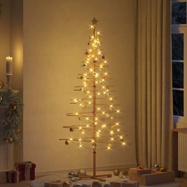 vidaXL Árbol de Navidad de madera con soporte Marrón 210 cm Bambú