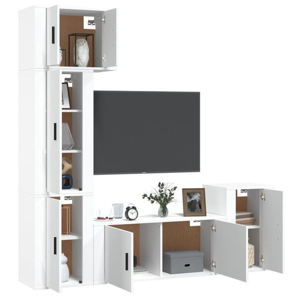 vidaXL Set de muebles para TV 5 piezas madera contrachapada blanco