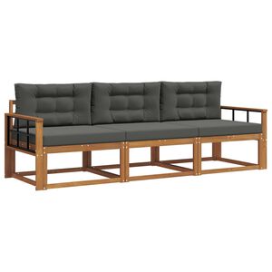 vidaXL Conjunto de sof&aacute;s de exterior 3 pcs Natural y Antracita