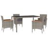 vidaXL Set comedor de jard&iacute;n 5 piezas con cojines rat&aacute;n sint&eacute;tico gris