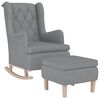 vidaXL Sillón con patas mecedoras y taburete de tela gris claro