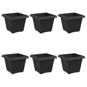 vidaXL Maceta cuadrada para flores 6 pcs Negro 20 x 20 x 16 cm