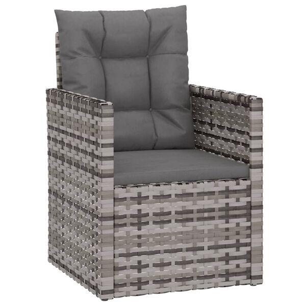vidaXL Sillón de jardín con cojín ratán sintético gris