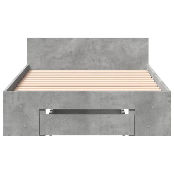 vidaXL Cama con caj&oacute;n madera de ingenier&iacute;a gris hormig&oacute;n 90x190 cm