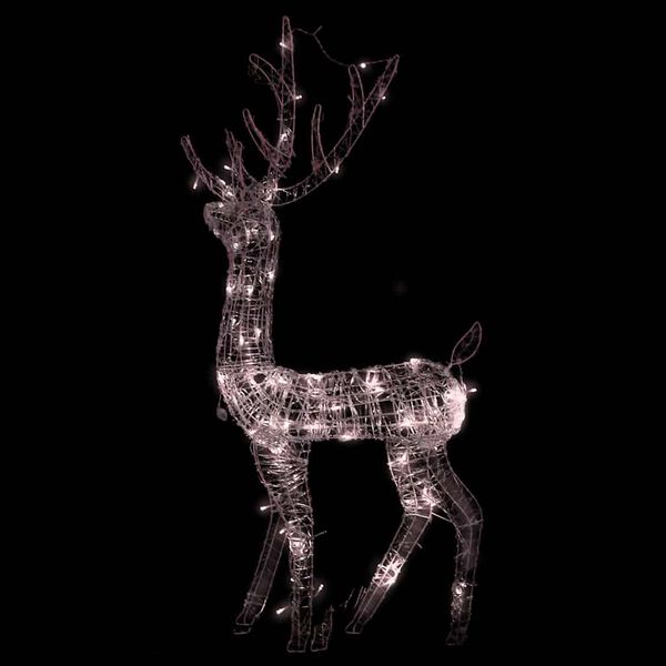 vidaXL Adorno reno de Navidad acr&iacute;lico blanco c&aacute;lido 140 LEDs 120 cm