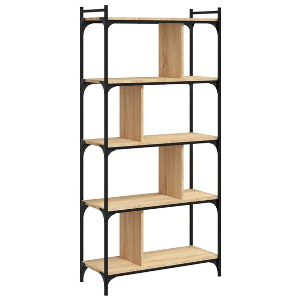 vidaXL Librer&iacute;a 5 estantes madera ingenier&iacute;a roble Sonoma 76x32x158 cm