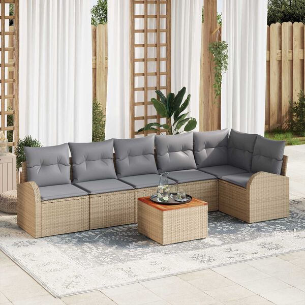 vidaXL Conjunto de sofá de jardín 7 pcs beige y gris claro