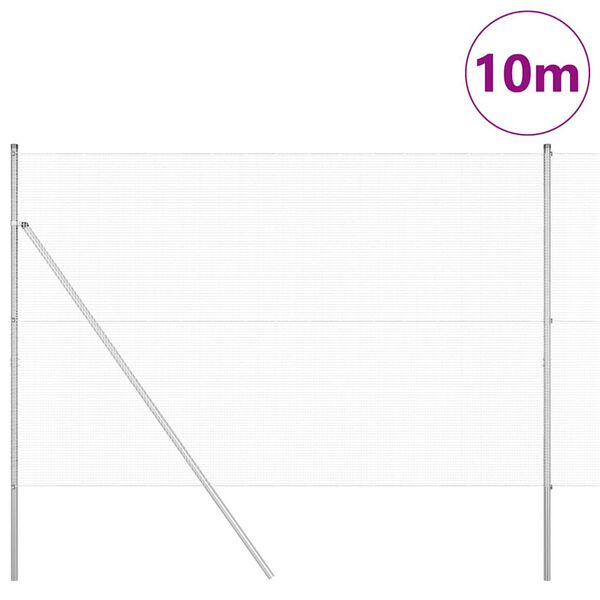 vidaXL Poste de Valla Plateado 10 x 1,5 m (malla de 12 x 12 mm) Acero