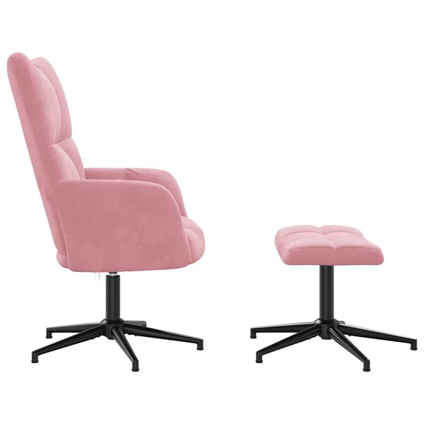 vidaXL Sillón de relax con taburete terciopelo rosa