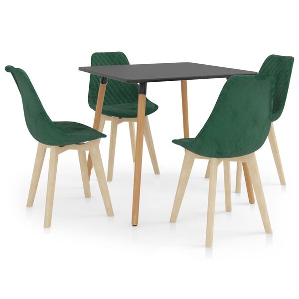 vidaXL Juego de comedor 5 piezas verde oscuro