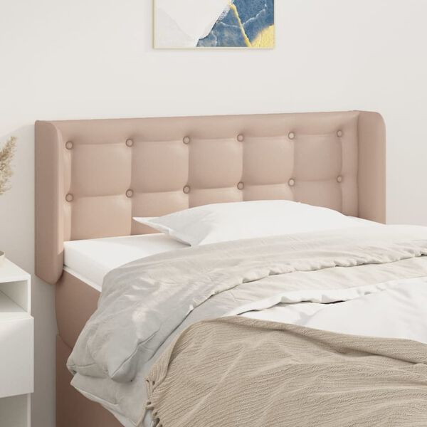 vidaXL Cabecero de cuero sint&eacute;tico color capuchino 103x16x78/88 cm