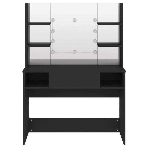 vidaXL Tocador de maquillaje con luces LED MDF negro 100x40x135 cm