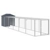 vidaXL Gallinero con corral acero galvanizado gris 117x609x123 cm