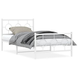 vidaXL Estructura cama sin colch&oacute;n con estribo metal blanco 100x190 cm