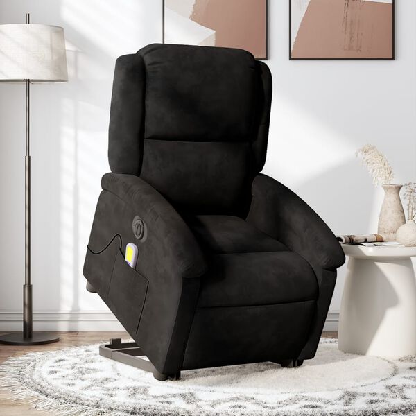 vidaXL Sill&oacute;n de masaje reclinable elevable terciopelo negro