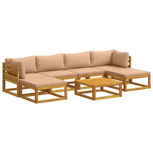 vidaXL Juego de Sof&aacute; 7 uds. Natural Madera de Acacia S&oacute;lida