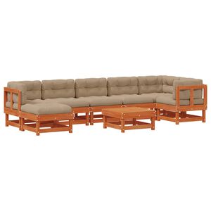 vidaXL Conjunto de Sof&aacute;s de Jard&iacute;n ARAKIL 8 pcs Marr&oacute;n Cera