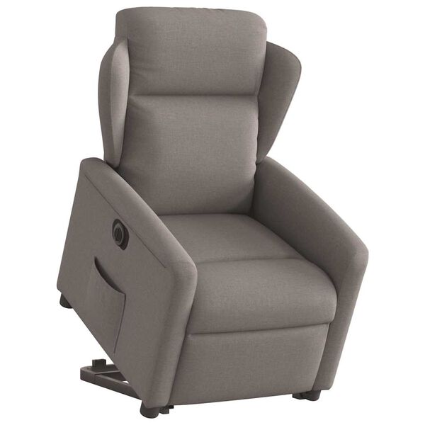 vidaXL Sill&oacute;n el&eacute;ctrico reclinable elevable de tela gris taupe