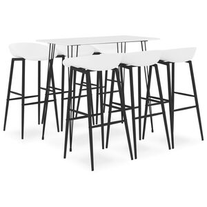 vidaXL Mesa alta y taburetes de bar 7 piezas blanco
