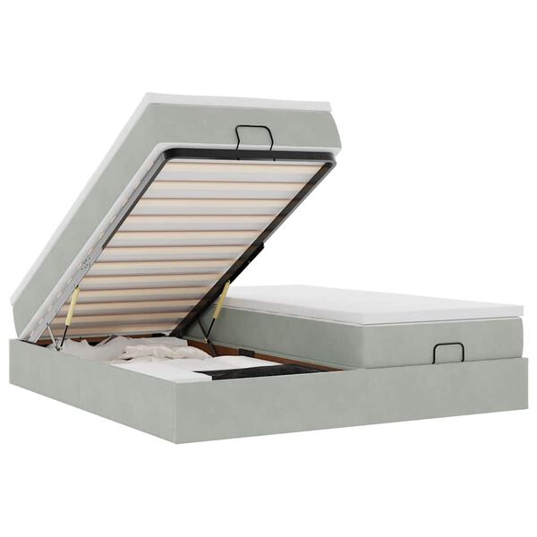 vidaXL Estructura cama otomana colchones terciopelo gris claro