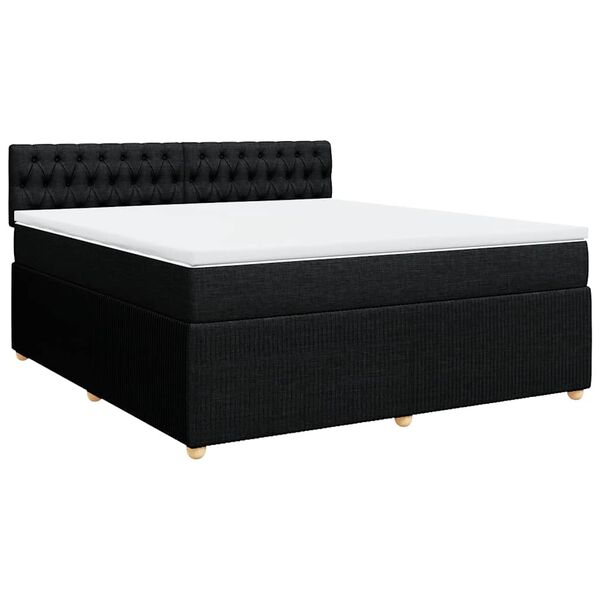 vidaXL Cama box spring con colch&oacute;n tela negro 180x200 cm
