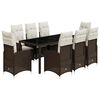 vidaXL Set de mesa y sillas jard&iacute;n 9 piezas y cojines rat&aacute;n PE marr&oacute;n