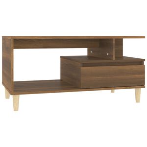 vidaXL Mesa de centro madera contrachapada roble marr&oacute;n 90x49x45 cm